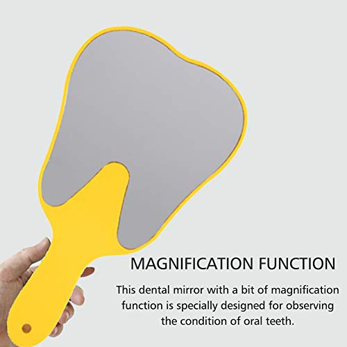 [AUSTRALIA] - Hand Mirror, 4 Colours Tooth Mirror for Children, Single-sided Hand Mirror with Low Magnification, Dental Care Hand Mirror Tool, Cute Dental Care Hand Mirror Tool, Plastic Handle (Yellow) 