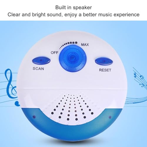 Waterproof Shower Radio, Waterproof Portable FM Radio Speaker with Top Handle, 360 HD Surround Sound Mini Speaker for Bathroom Outdoor Use, Up to 12 Hours of Play