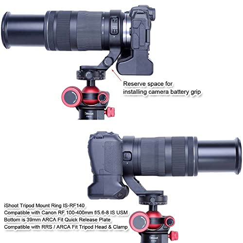 iShoot Metal Lens Collar Tripod Mount Ring Compatible with Canon RF 100-400mm f/5.6-8 is USM, Lens Support Holder Bracket Bottom is Arca-Swiss Fit Quick Release Plate Dovetail Groove