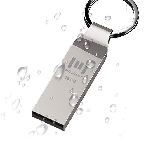 MOSDART 16GB Metal USB 2.0 Flash Drive 10 Pack Bulk Waterproof 16G Thumb Drive Jump Drive Pen Drive Memory Stick with Keychain,Silvery 10Pack 16GB-Silver