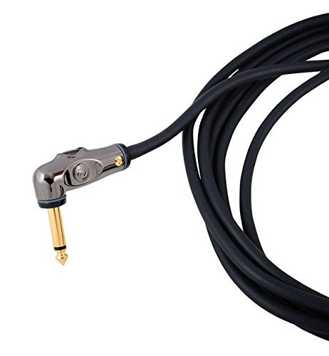 D'Addario Guitar Cable - Guitar Lead - Gold Plated - 1/4 Inch Male to 1/4 Inch Male - Circuit Breaker Cable - 10 Feet/3.05 Meters - Straight End/Right Angle - 1 Pack Right Angle