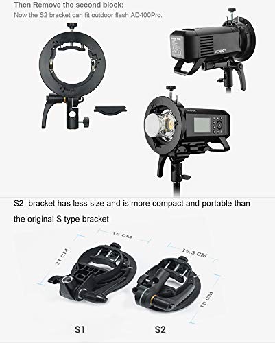 [AUSTRALIA] - Godox S2 S-Type Speedlite Bracket Bowens Mount Holder for Godox V1 AD200Pro AD400Pro AD200 V860II TT685 TT600 TT350 Flash Strobe Speedlight 