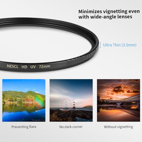 72mm UV Protection Filter 30 Multi-Layer Coatings HD Optical Glass/Ultra-Slim Brass Frame/Low Reflection/Scratch Resistant Ultraviolet UV Filter for 72mm Camera Lens