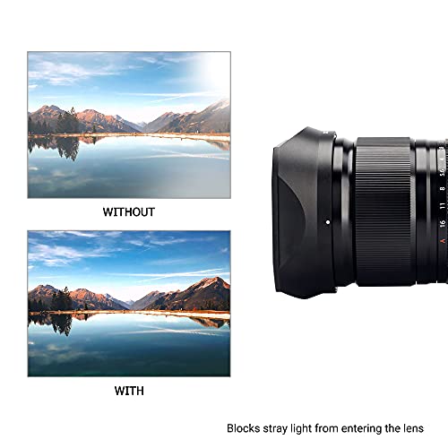 JJC Metal Square Lens Hood for Fujifilm Fuji Fujinon XF 18mm f/1.4 R LM WR Lens Replaces Fujifilm LH-XF18 Lens Hood with a Hood Cap on Camera X-T5 X-T4 X-T3 X-T30 II X-T20 X-S20 X-S10 X-H2S X-H2 For XF 18mm f/1.4