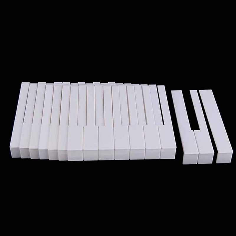 Jiayouy Complete Set 52Pcs Plastic Piano Keytops with Fronts Piano Key Tops Replacement White 52mm Long Head