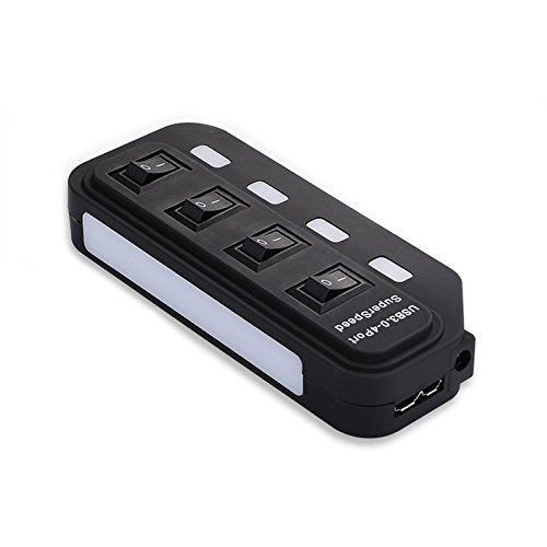 axGear USB 3.0 HUB 4 Port High Speed Data Transfer with Power Adapter LED On/Off Switch