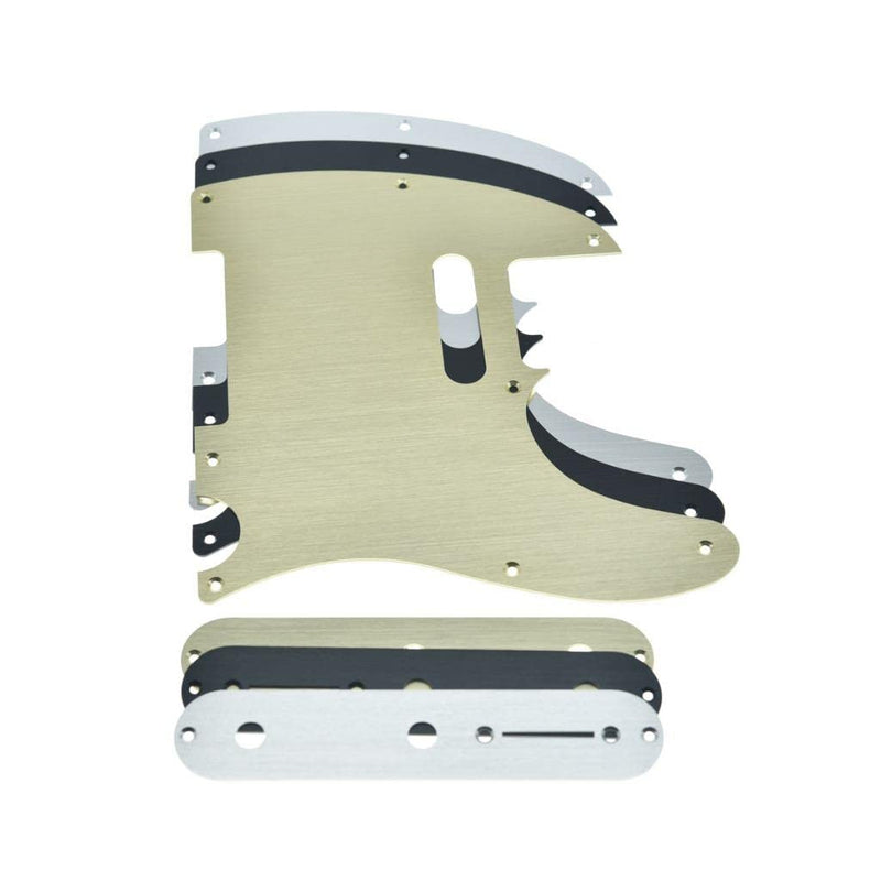 [AUSTRALIA] - KAISH Metal Aluminum Anodized Tele Pickguard with Metal Control Plate and Screws for American/Mexican Telecaster Black 