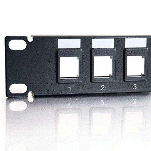 C2G 16-Port Patch Panel - Blank 1U Keystone Panel for Ethernet Cables - Works with Almost Any Snap-in Jack Including Cat6-03858, Black
