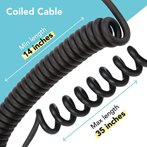 Foto&Tech 3.5 mm to Male Flash PC Sync Cable, 14 Inch Coiled Cord with Screw Lock, Compatible with Nikon Canon and Most DSLR Cameras PocketWizard Plus III Plus II Mini Phone PC1 (2 Pieces) 2 Pieces 14 Inch