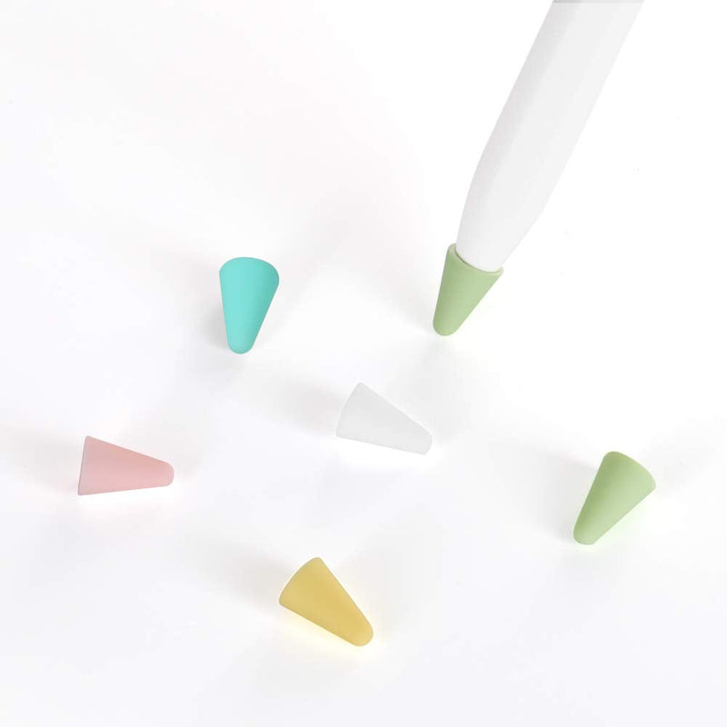 ZALU Silicone Nibs Cover Writing Protection for iPad Pencil Compatible with Apple Pencil Tips (2nd Gen) (Pink+Mint Green+White+Yellow+Matcha Green) Pink+Mint Green+White+Yellow+Matcha green