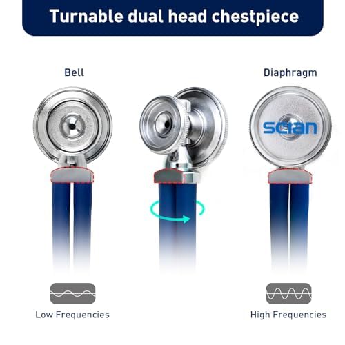 [AUSTRALIA] - SCIAN Sprague Rappaport Stethoscope for Nurses, Doctors, and Home Use, Multifunctional Cardiology Stethoscope Double Head with Adults, Children and Toddlers, Changing Bell (UK Blue) UK Blue 