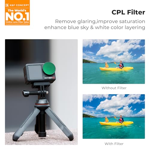 K&F CONCEPT ND PL Filter Kit Compatible with DJI Osmo Action 5 Pro/Action 4 For Osmo Action 4/5 Pro Screw On Mount