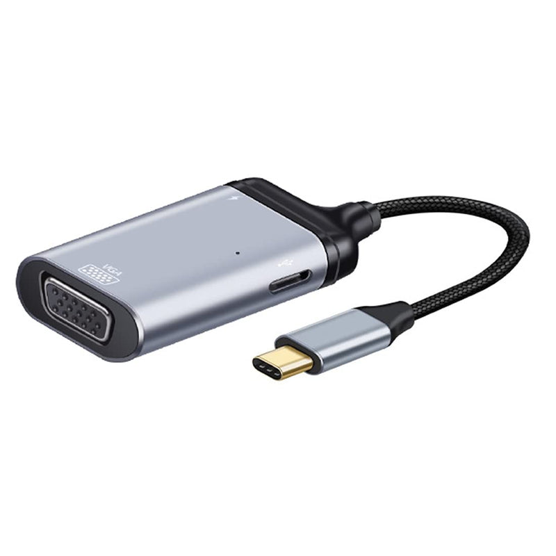 Chenyang CY USB3.1 Type C USB C to VGA RGB Converter HDTV Adapter 60hz 1080P with Type C Female PD Power Port for Tablet Phone Laptop PD+VGA Grey