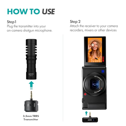 Movo WM-VXR10 Wireless Shotgun Mic Adapter for Camera/DSLR/3.5mm/TRS - Compatible VXR10, VXR10-PRO, and Rode VideoMicro TRS / Camera & DSLR