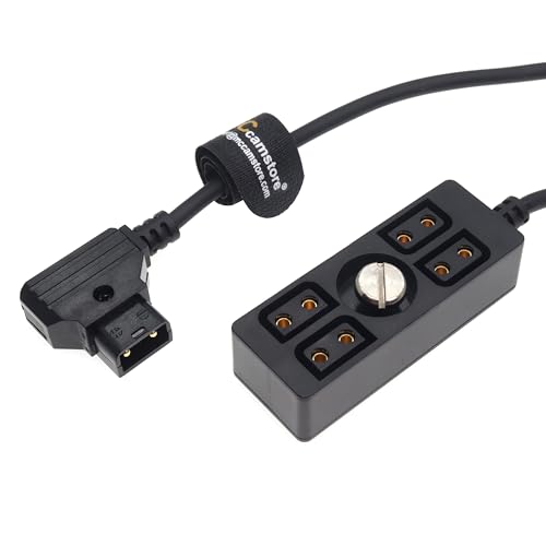 Multicolor D-tap to 4 Port P-tap D tap Splitter Cable 1/4" Screw for Photography Power, Ptap Dtap Fourway Splitter Receptacle 50cm/20in with 1/4"-20 screw