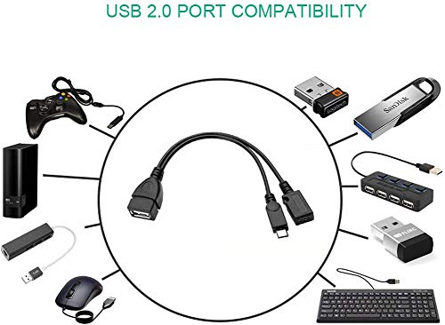 OTG Cable for TV Stick 4K/Max/Lite/Cube, Playstation Classic, SNES Mini, Micro USB Host OTG Adapter with Power (2-Pack) 2-Pack