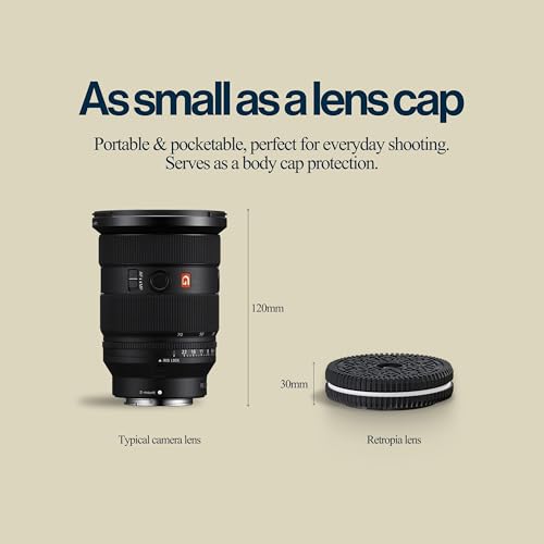 Original Retropia Repurposed Disposable Camera Mirrorless Lens | Unlimited Instant Film-Look Photos | Compact Pancake Lens, 32mm Focal Length & Fixed f/11 Aperture (Sony E-Mount Mirrorless Compatible) Sony E-Mount Compatible
