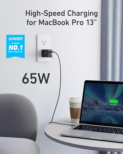 Anker USB C Charger(Nano II 65W), PPS 3-Port Fast Compact Foldable Wall Charger&Anker Nano USB C Cable