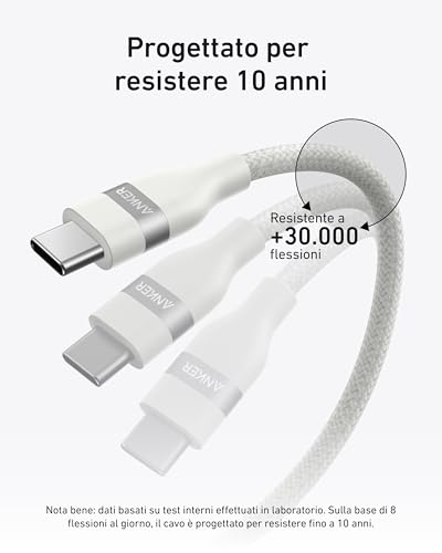 Anker 240W 6 ft Upcycled-Braided USB C Cord, 47W USB C Charger (Nano 3), 2 Port Compact Foldable GaN Fast Charger