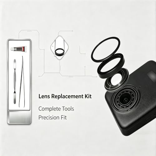 Koulele Camera Lens for DJI Osmo 360 Panoramic Action Camera Black Circular Frame with Protective Glass (1pic Lens+Ring+Tools new) 1pic lens+ring+tools new