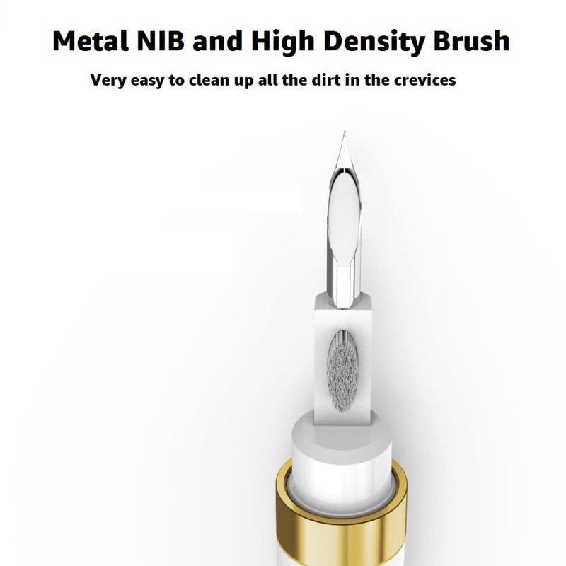 ECP4in1 for Airpod Cleaner Kit Equipped with a Flocked Sponge a Metal Pen Tip 2 High-Density Brush Easy Clean Hard-to-Touch Place Earbud Cleaning Kit Tool for Airpods Pro 1 2 3 -Gold Gold