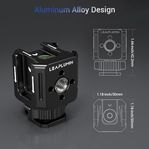 Triple Cold Shoe Mounts Adapter, 3/8'' Screw Hole to 1/4'' Screw Hole, Aluminum Alloy Hot Shoe Extension Bracke for DSLR Camera Flash Light, Monitor, Microphone-Black Black