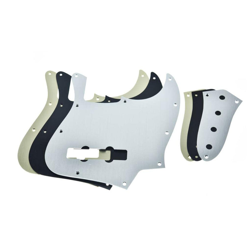 Dopro Aluminum Anodized 10-Hole 4 String Jazz J Bass Pickguard Metal JB Control Plate and Screws for American/Mexican FD Jazz Bass Black Pickguard with Control Plate