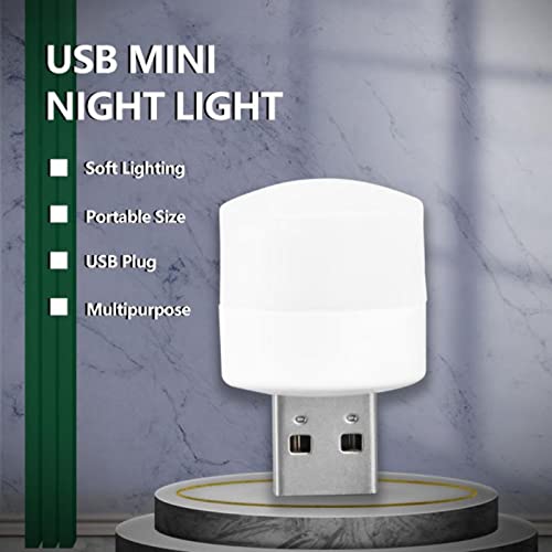 Linwnil USB Plug Lamp Computer Mobile Power Charging USB Small Book Lamps LED Eye Protection Reading Light Small Round Light Night Light(4 Warm Light) 4 Warm Light