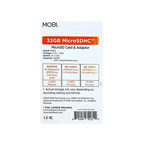 MOBI 32GB MicroSDHDC Memory Card and Adapter, Micro SD Card, microSD Card, Memory Card