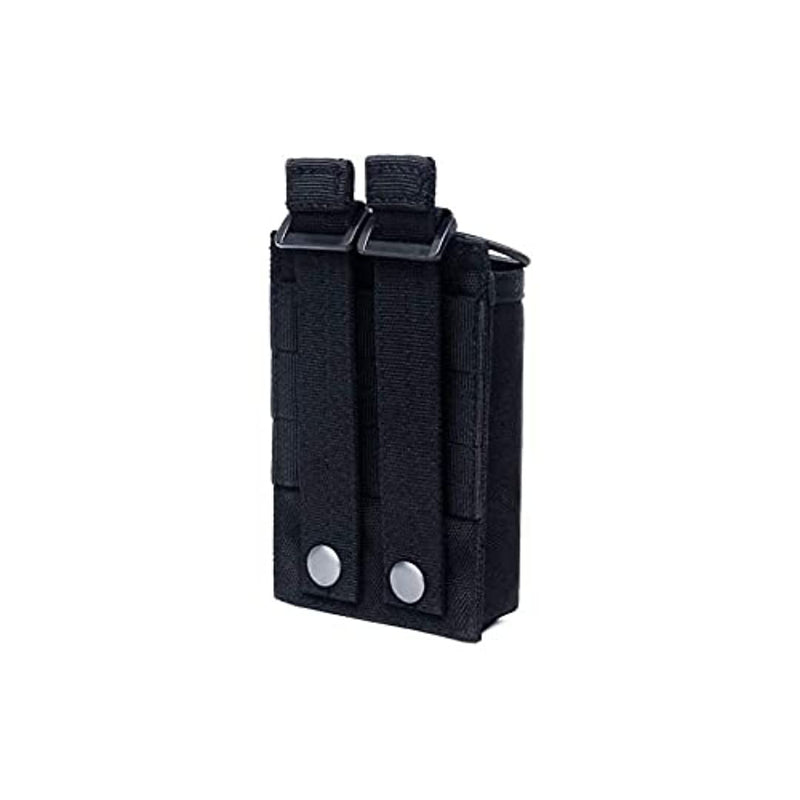 Tactical Radio Holder Molle Radio Pouch Case Heavy Duty Radios Holster Bag for Two Ways Walkie Talkies Adjustable Storage with 1 Pack Patch(Black) Black