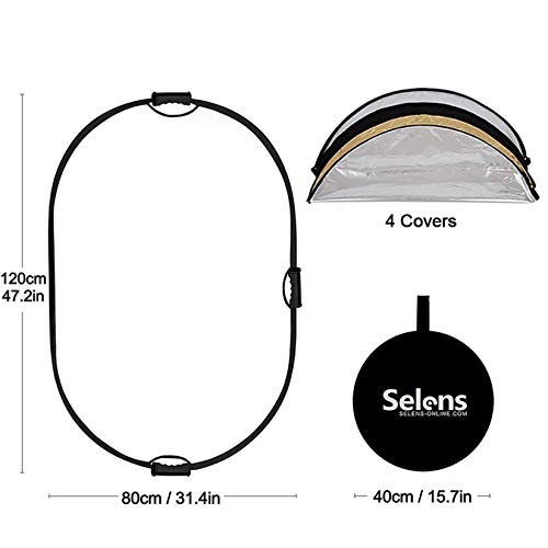 Selens 5-in-1 Oval Reflector with Handle for Photography Photo Studio Lighting & Outdoor Lighting (32 x 48 Inch) 32 x 48 Inch Oval Reflector