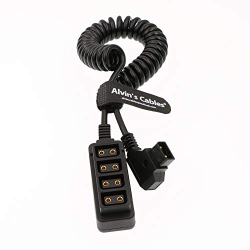 Alvin's Cables 4 Port D Tap to D Tap Male Female Coiled Splitter Cable for Anton Bauer V Mount Battery