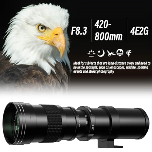 Lightdow RF 420-800mm F8.3 Telephoto Zoom Lens - MF for Canon EOS R6 Mark II/R5 Mark II/R5/R3/R7/R8/R10/RP/R6/R50/R1/R5 C/R50 V/R100/R/Ra - Manual Focus Mirrorless Cameras Lens(RF Mount,Black) For Canon RF (Black)
