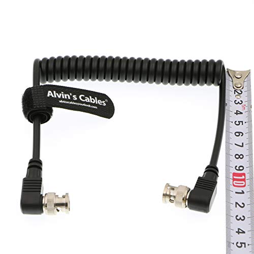 Alvin's Cables BNC to BNC Coiled Cable 3G SDI Cable Right Angle BNC to Right Angle BNC for Blackmagic
