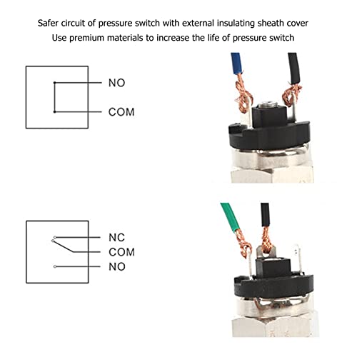 QPM10-NO/NC Pressure Switch, 1/4" Normally Open Push Switch, Membrane Pressure Switch, 0.1-1MPa, Stainless Steel
