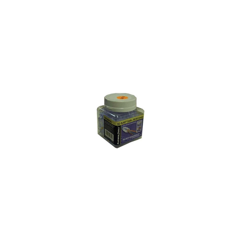 Platinum Tools 202016J EZ-RJ45 Cat6 50/50 Combo, Modular Connector for Ethernet Cable Termination, 100 per Jar Connector&Strain Relief