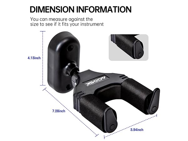 Guitar Wall Mount 3 Pack, Auto Lock Guitar Wall Hanger ,for Acoustic and Electric Guitar, Ukulele, Bass, Banjo and Mandolin,Guitar Accessories，Black