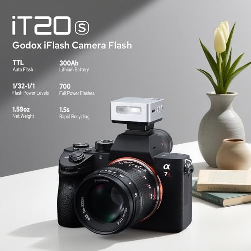 Godox iT20 iT20-S Flash for Sony, Mini TTL Flash with Intuitive Screen iT20-S for Sony (Silver)