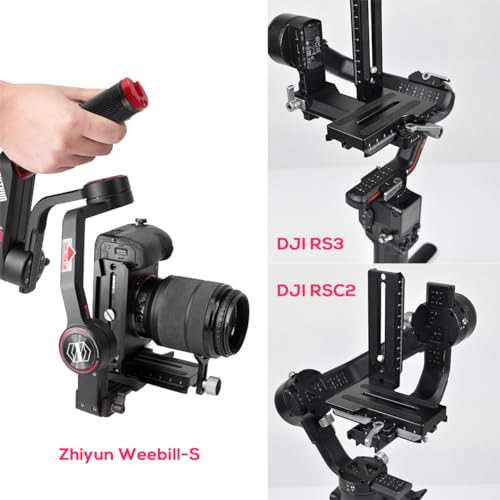 Aluminum L Bracket Vertical Horizontal Switching Quick Release Plate for DJI Ronin RS2 RSC2 Zhiyun Weebill-S Gimbal Stabilizer Tripod Monopod and SLRs