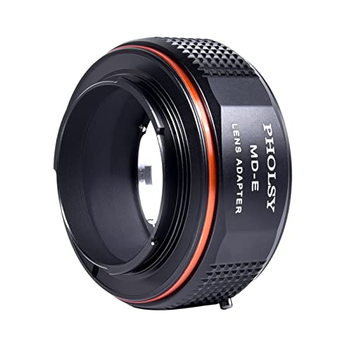 PHOLSY Lens Mount Adapter Manual Focus: Compatible with Minolta Rokkor MD (MC/SR) Lens to Compatible with Sony E (NEX) Camera Body Minolta MD to Sony E