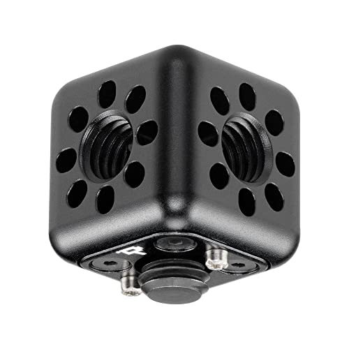 Wooden Camera Accessory Cube with Anti-Twist Pins to Mount to Cage or Rig, Compact 1" Cube for Mounting Accessories (3/8"-16) 3/8"-16