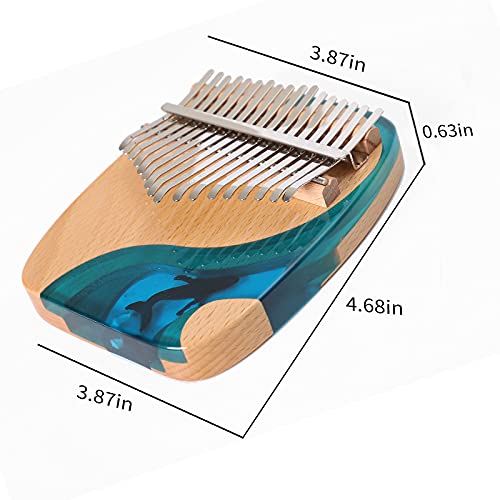 Kalimba Thumb Piano 17 Keys, Portable Mbira Finger Piano Gifts for Adults Music Instrument Thumb Pianos - 17 Keys Blue Kalimba 17 Blue