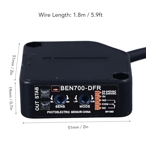 Light Barrier Diffuse Reflection 70 cm 20 ms High Precision Detection 24-240 V AC/DC for Industrial Automation