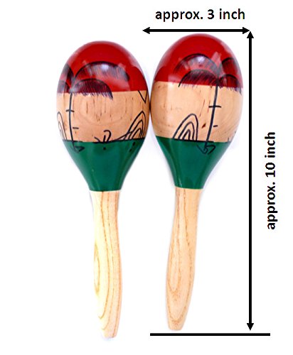 Maracas,2psc 10inch Large Wood Rumba Shakers Set,Latin Hand Percussion with Full, Bright Vibrant Sound Musical Instrument, Stimulating Salsa Rhythm