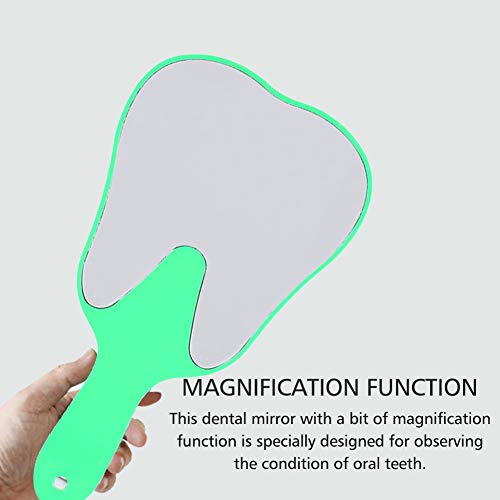 Hand Mirror, Small Hand Mirror, Single-sided Hand Mirror with Low Magnification, Dental Care Hand Mirror Tool, Fashionable, Cute Dental Care, Hand Mirror Tool, 4 Colours, Plastic Handle (Green)