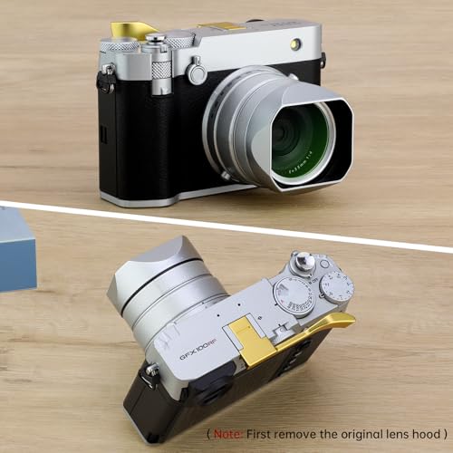 Haoge Metal Square Lens Hood for Fujifilm GFX100RF Camera Accessories Silver LH-GFXRF-IIS+Cap-GFXRF-IIS