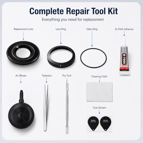 1X Optical Glass Camera Lens Replacement Kit for DJI Osmo 360 Assembly with Necessory Disassembly Tool