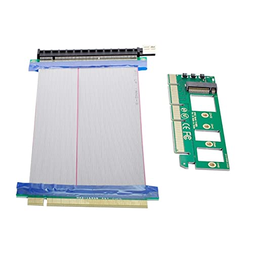 NFHK NGFF M-Key NVME AHCI SSD to PCI-E 3.0 16x x16 Vertical Adapter with Cable Male to Female Extension