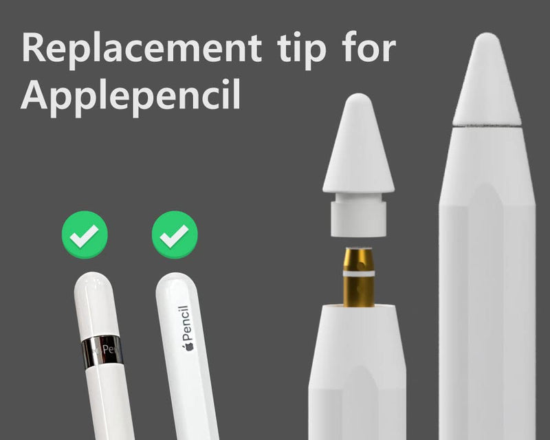 IFELI Normal All-in-One Silicone Tip Replacement for Apple Pencil (2 pcs 1 Set) | Silicone Pen Nibs for iPad Pencil | (2pcs White)