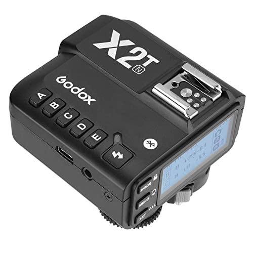 Godox X2T-N 2.4G Wireless Flash Trigger Compatible with Nikon Camera i-TTL HSS1/8000s HSS, with 5 Group Buttons, Bluetooth Connection X2T-N(Nikon)